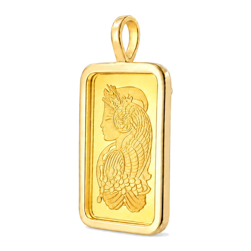 5 Gram 24K Gold Pamp Suisse Bar Pendant 71924 - TRAX5