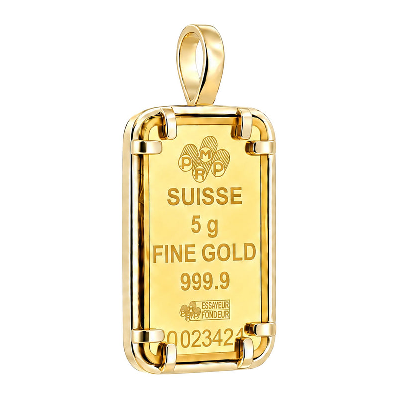 5 Gram 24K Gold Pamp Suisse Bar Pendant 71924 - TRAX6