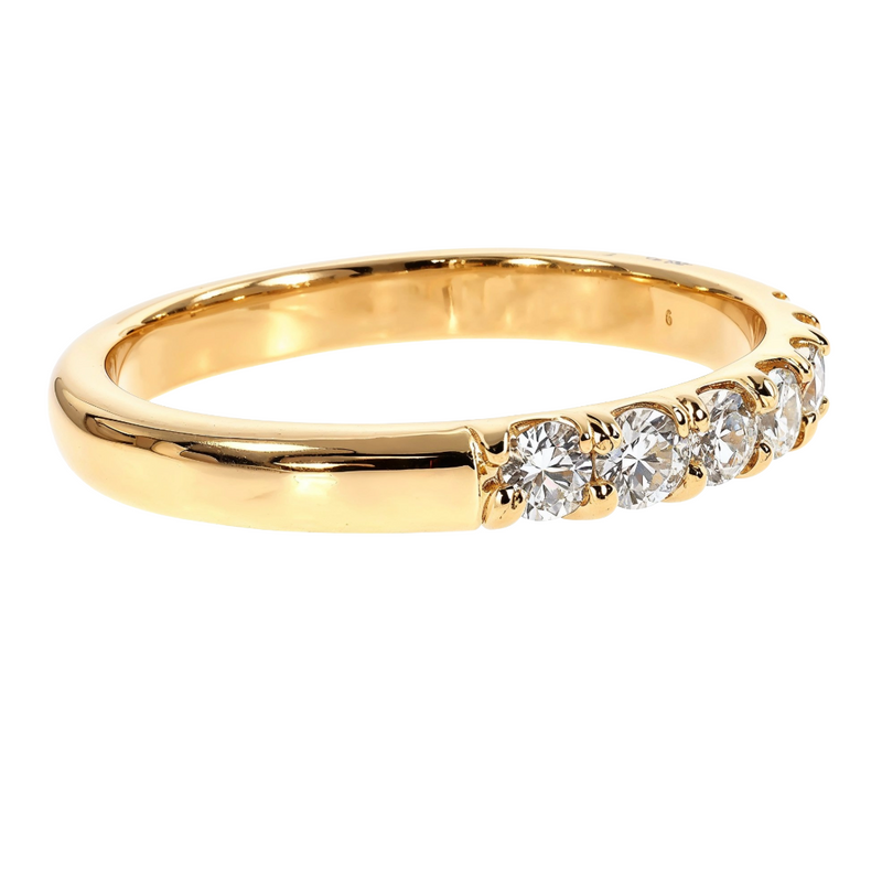 5 Pointer Diamond Wedding Band in 14K gold, view 3