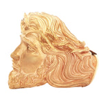Yellow gold Jesus face ring with detailed crown of thorns and beard design.