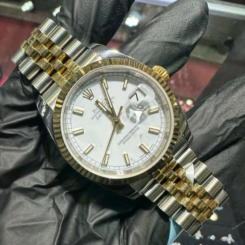 Rolex DateJust 36mm | Two Tone Yellow Gold | White Dial | 116233