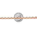 14K rose gold solid round box link chain necklace 24.95 inches, 5.5mm thickness.
