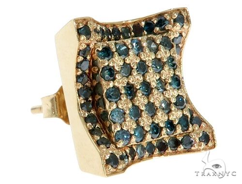 14K Yellow Gold Blue Diamonds Small Single Square Earring 61482 - Image 1 [FILE:61482_image_01_e4f109e6.jpg]
