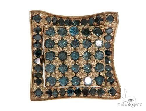 14K Yellow Gold Blue Diamonds Small Single Square Earring 61482 - Image 2 [FILE:61482_image_02_5357f103.jpg]