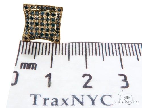 14K Yellow Gold Blue Diamonds Small Single Square Earring 61482 - Image 5 [FILE:61482_image_05_62724fd7.jpg]