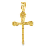 10K Gold Micro Pave Diamond Small Nail Cross Pendant 63616