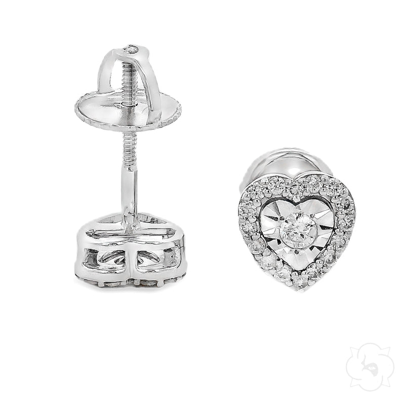 14K Gold Heart Shape Stud Earrings 64532
