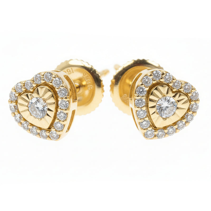 14K Gold Heart Shape Stud Earrings 64532