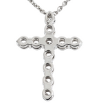 18K White Gold Diamond Cross Pendant with 18 Inch Chain 64630