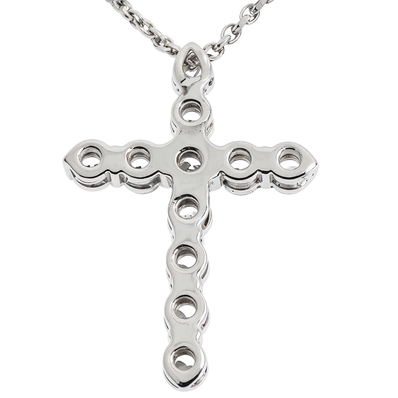 18K White Gold Diamond Cross Pendant with 18 Inch Chain, photo 3 of 7