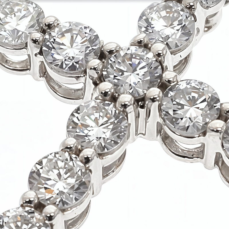 18K White Gold Diamond Cross Pendant with 18 Inch Chain 64630