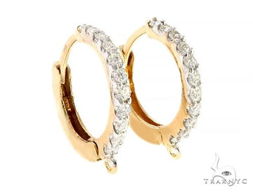 14K Yellow Gold Diamond Hoop Earrings, photo 1 of 4
