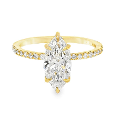 14K Gold Marquise Hidden Halo Lab-Grown Diamond Ring