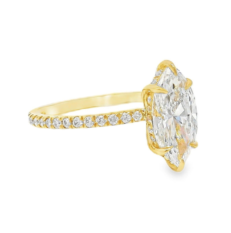14K Gold Marquise Hidden Halo Lab-Grown Diamond Ring, photo 2 of 6