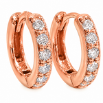 14K Gold Small Diamond Hoop Earrings 65452
