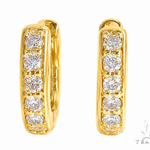14K Gold Small Diamond Hoop Earrings 65452