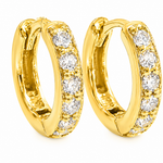 14K Gold Small Diamond Hoop Earrings 65452