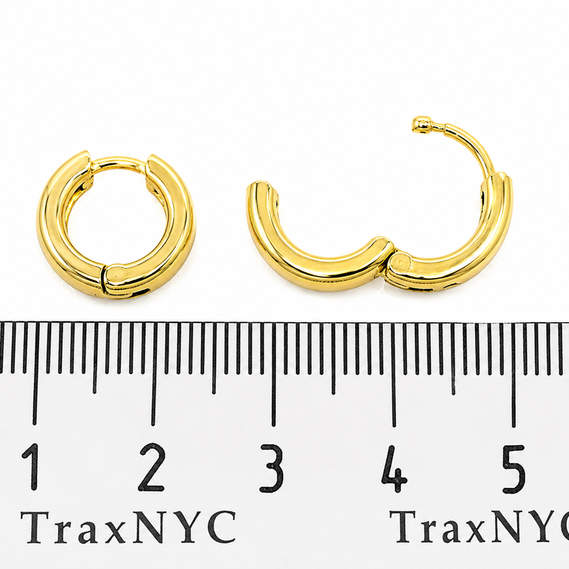 14K Gold Small Diamond Hoop Earrings 65452