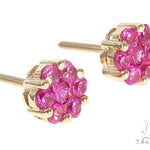 14K Yellow Gold Pink Corundum Flower Stud Earrings 65485 - Image 2 [FILE:65485_image_02_9ed0608e.jpg]