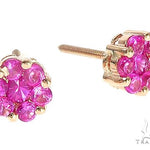 14K Yellow Gold Pink Corundum Flower Stud Earrings 65485 - Image 3 [FILE:65485_image_03_f4aac7f9.jpg]