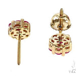 14K Yellow Gold Pink Corundum Flower Stud Earrings 65485 - Image 5 [FILE:65485_image_05_31c7d6ef.jpg]