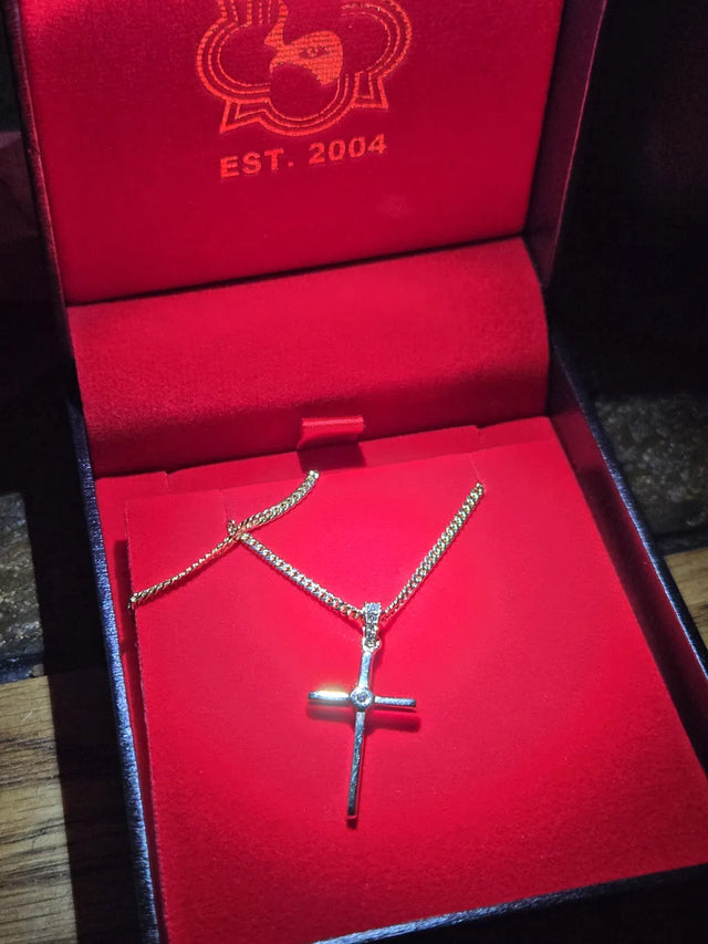Joshua A.W. wearing the 14K Yellow Gold Bezel Cross 65663