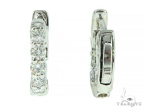 14K White Gold Prong Diamond Small Hoop Earring, photo 4 of 5