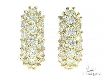 14K Yellow Gold Diamond Small Hoop Earring, photo 1 of 5