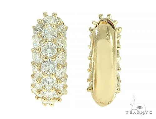 14K Yellow Gold Diamond Small Hoop Earring, photo 4 of 5