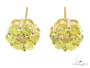 14K Yellow Gold Canary Flower Earrings, photo 1 of 7