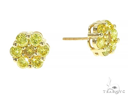 14K Yellow Gold Canary Flower Earrings, photo 3 of 7