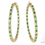 14K Yellow Gold Emerald & Diamond Hoops Earrings 65994 - Image 1 [FILE:65994_image_01_d732c84a.jpg]