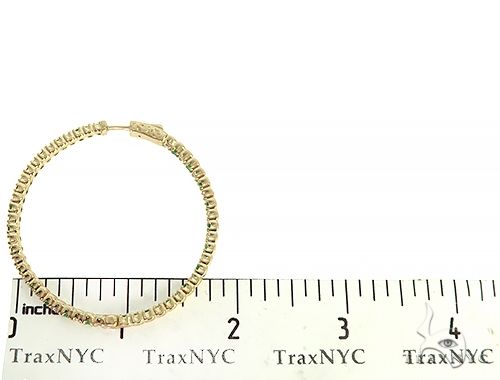 14K Yellow Gold Emerald & Diamond Hoops Earrings, photo 6 of 6