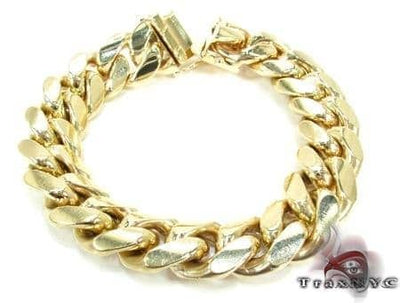 Solid Miami Cuban Link Bracelet 14K Yellow Gold 8.5 Inches 10mm   66083 - Image 1