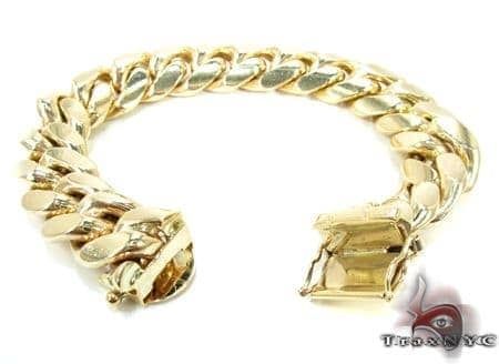 Solid Miami Cuban Link Bracelet 14K Yellow Gold 8.5 Inches 10mm   66083 - Image 3