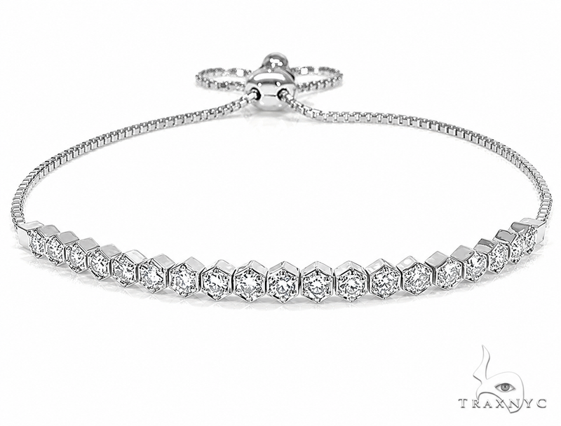 14K Yellow Gold Diamond Bolo Bracelet, view 8