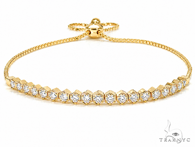 14K Yellow Gold Diamond Bolo Bracelet
