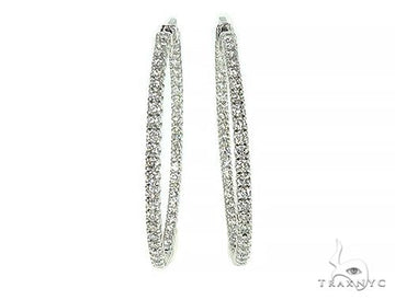 14K White Gold Diamond Hoops Earring, photo 1 of 4