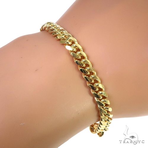 14K Yellow Gold Solid Miami Cuban Link Bracelet 8.5 Inches 7mm   66418 - Image 4