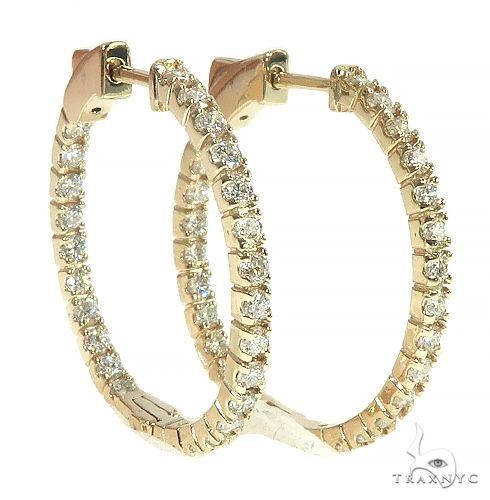 14K Gold Diamond Hoop Earring, photo 2 of 4