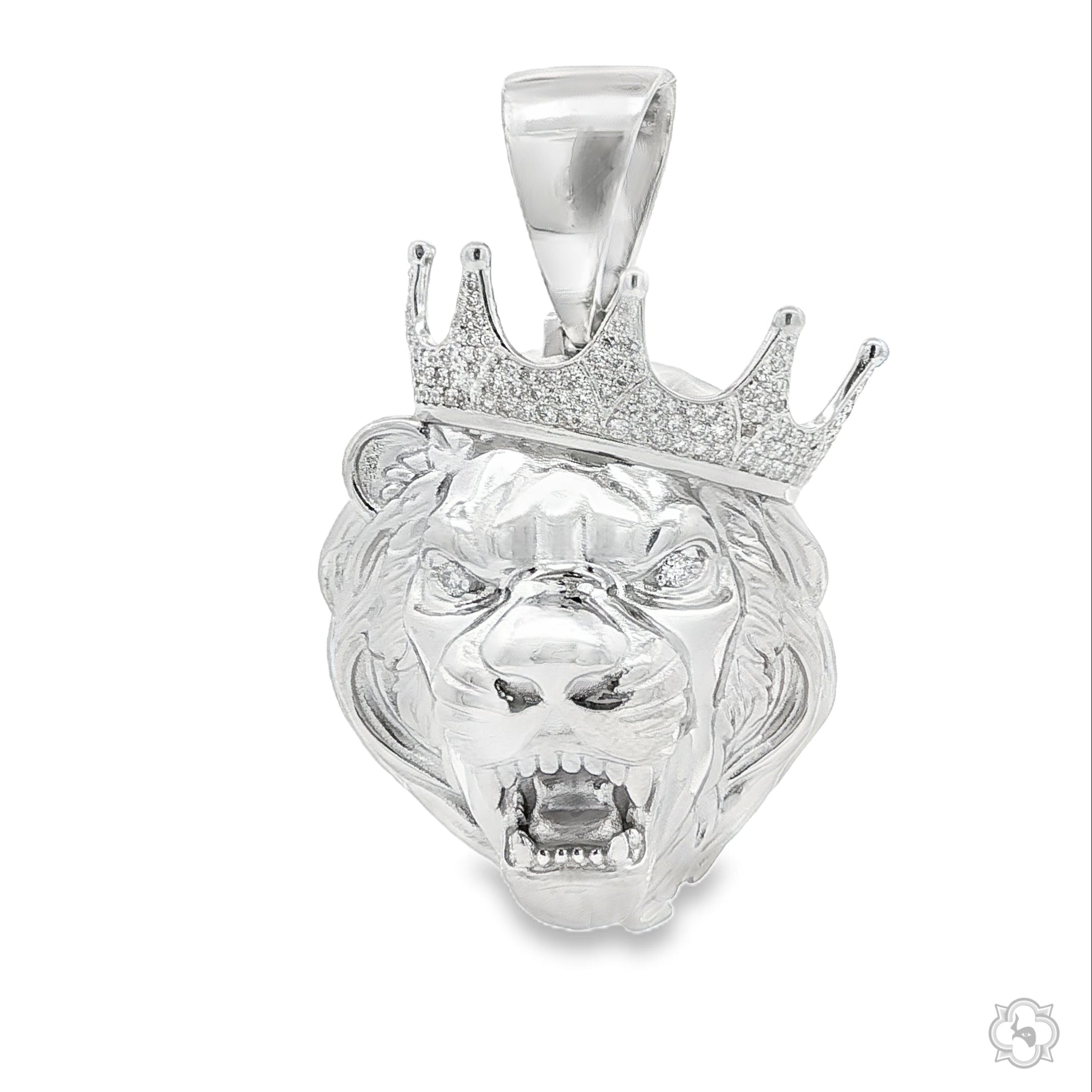 獅子彫刻タイチンルチルネックレス 925 Silver Diamond Lion Head Pendant 66464 | TraxNYC