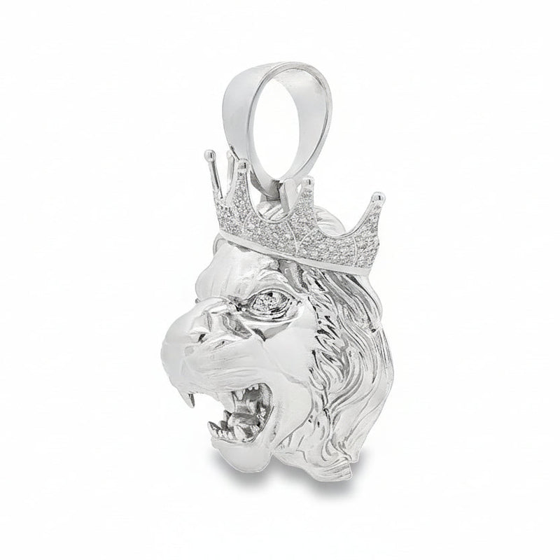 .925 Silver Diamond Lion Head Pendant 66464