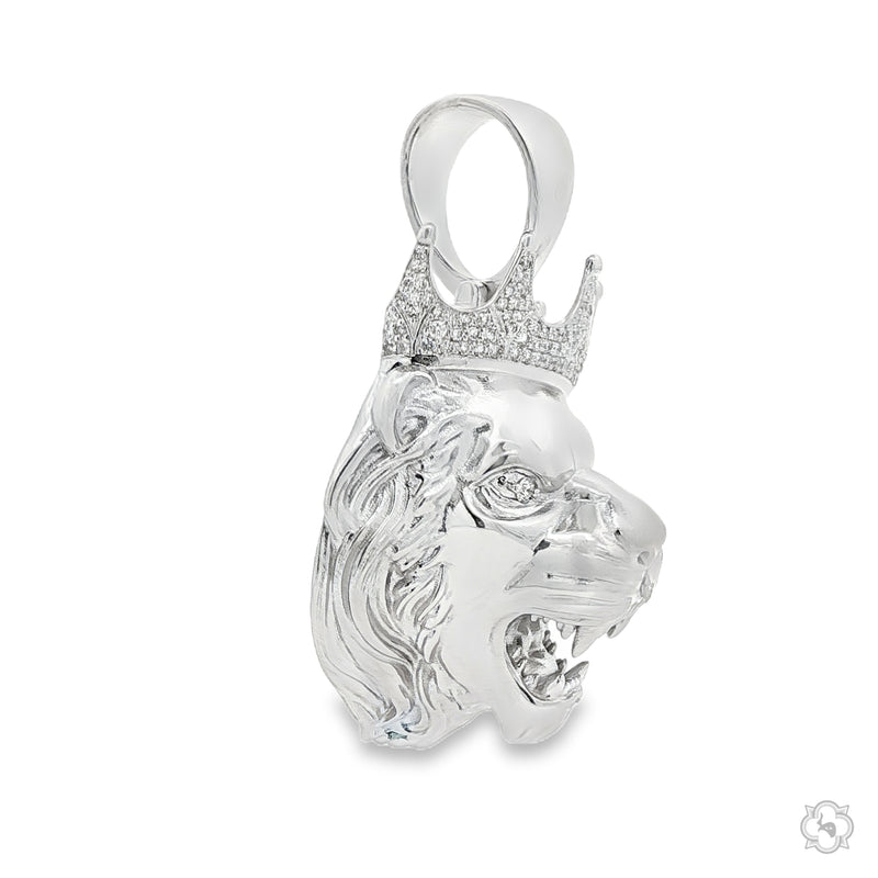 .925 Silver Diamond Lion Head Pendant 66464