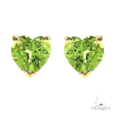 14K Gold Heart Shape Peridot Earrings, photo 1 of 3