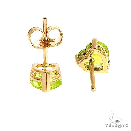 14K Gold Heart Shape Peridot Earrings, photo 3 of 3