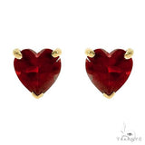 14K Gold Heart Shape Garnet Earrings 66736