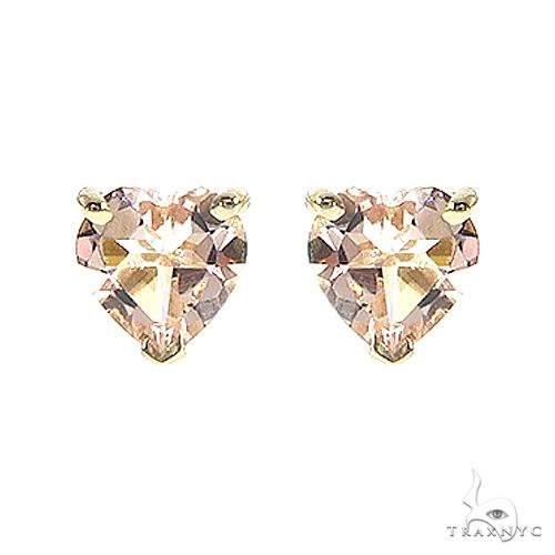 14K Gold Heart Shape Morganite Earrings, photo 1 of 3
