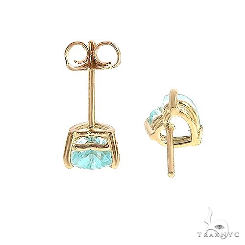 14K Gold Heart Shape Blue Topaz  Earrings 66741 - Image 3