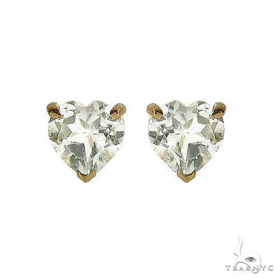 14K Gold Heart Shape White Topaz  Earrings 66742 - Image 1