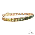 14K Gold Rainbow Sapphire Princess Cut Bracelet 66760 - Image 2